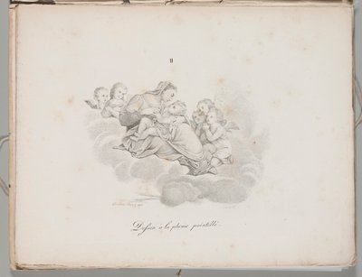 Arte della litografia: Madonna con Bambino sulle nuvole, lastra II da Alois Senefelder