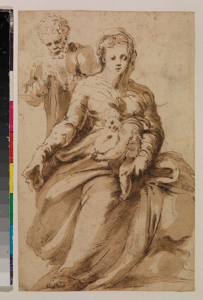 Sacra Famiglia (recto) c.1537 da Alonso (workshop of) Berruguete