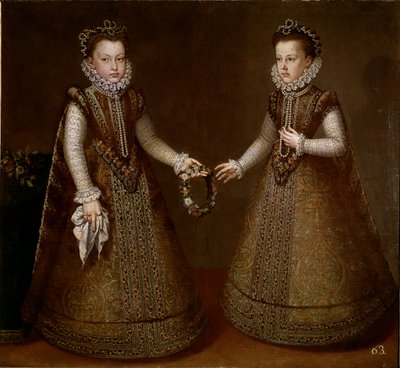 Ritratto di Isabella e Caterina, figlie del re Filippo II di Spagna. Dipinto di Alonso Sanchez-Coello da Alonso Sánchez Coello
