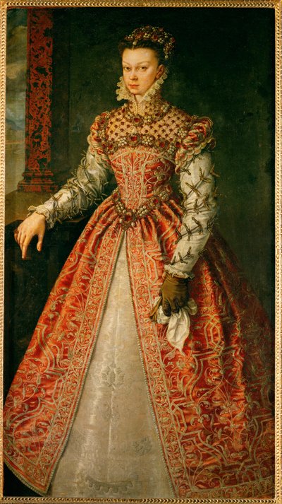 Elisabetta di Valois, figlia di Enrico II e Caterina di Medicea ... (dipinto su tela) da Alonso Sánchez Coello