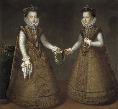 Le Infante Isabel Clara Eugenia 1566-1633 e Catherine Michelle di Spagna 1567-1597, ca. 1575 da Alonso Sánchez Coello