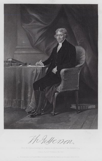 Thomas Jefferson (incisione) da Alonzo (after) Chappel