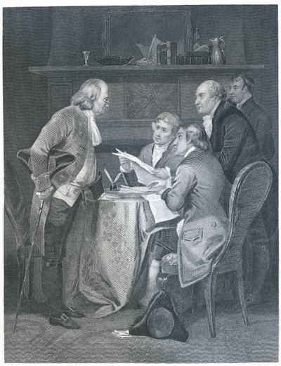 Redazione della Dichiarazione di Indipendenza nel 1776, 1859 da Alonzo Chappel