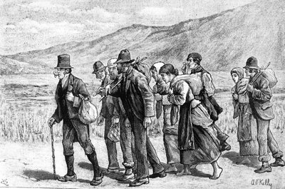 Mietitori irlandesi in viaggio verso l