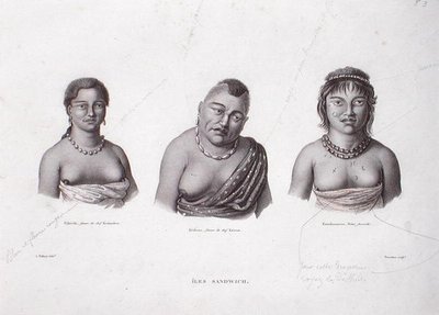 Mogli dei capi hawaiani delle isole Sandwich, c.1824 da Alphonse (after) Pellion