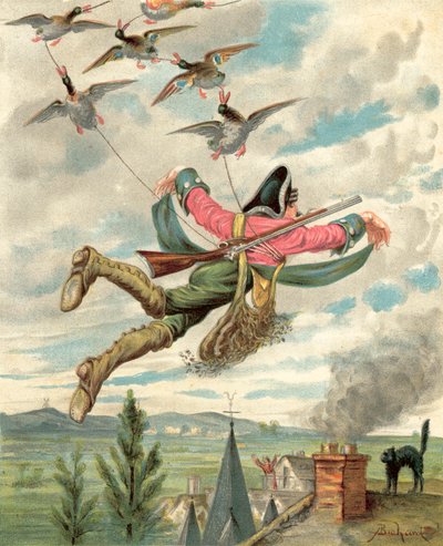 Avventure del Barone di Münchhausen (cromolitografia) da Alphonse Adolphe Bichard