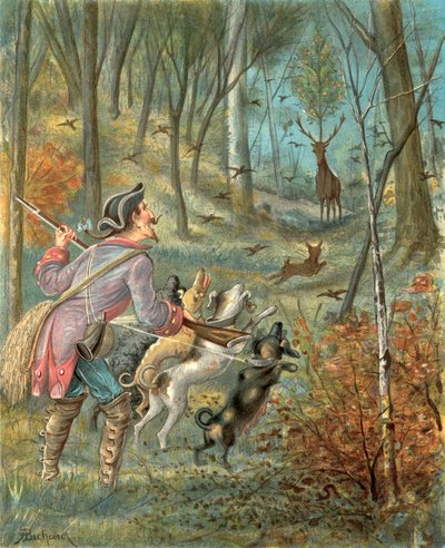Avventure del Barone di Münchhausen (cromolitografia) da Alphonse Adolphe Bichard