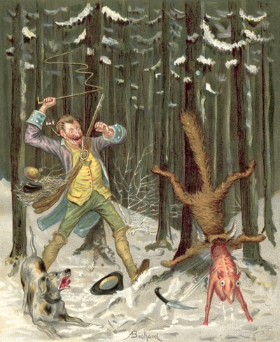 Avventure del Barone di Münchhausen (cromolitografia) da Alphonse Adolphe Bichard