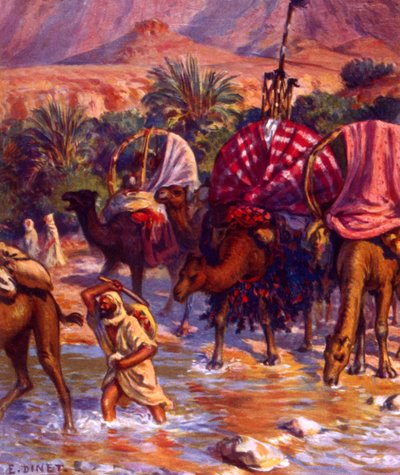 Gruppo di nomadi arabi nel deserto. di Nasreddine Dinet (Alphonse-Étienne Dinet). 1861 – 1929. un pittore orientalista francese 1918 da Alphonse Etienne Dinet