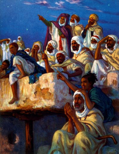 Illustrazione che raffigura arabi in preghiera durante il periodo del Ramadan. Di Nasreddine Dinet (Alphonse-Étienne Dinet). 1861 – 1929 da Alphonse Etienne Dinet