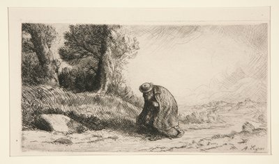 Un vagabondo che avanza lungo un sentiero da Alphonse Legros