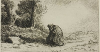 Un vagabondo che cammina lungo un sentiero da Alphonse Legros