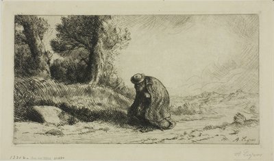 Un vagabondo che cammina lungo un sentiero da Alphonse Legros
