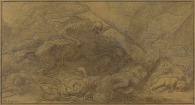 Dopo la battaglia (penna e inchiostro marrone con lavaggio marrone su carta marrone) da Alphonse Legros