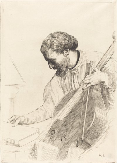 Suonatore di contrabbasso (Le joueur de contre-basse) da Alphonse Legros