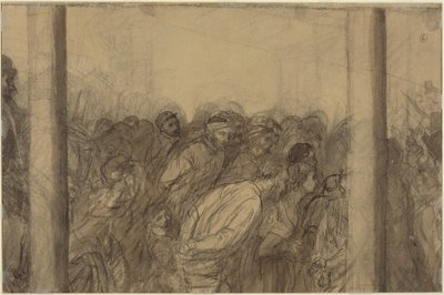 Folla di persone vista tra due colonne [verso] da Alphonse Legros