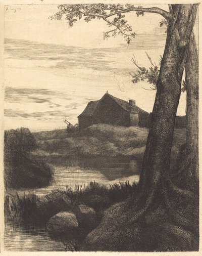Fattoria con grande albero da Alphonse Legros