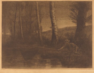 Pescatore con una rete a cerchio da Alphonse Legros