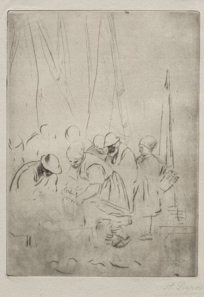 Pescatori sul molo a Boulogne da Alphonse Legros