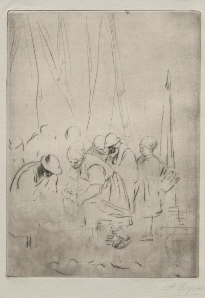 Pescatori sul molo a Boulogne da Alphonse Legros