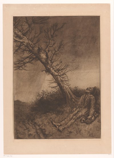 Vecchio morto sotto un albero da Alphonse Legros