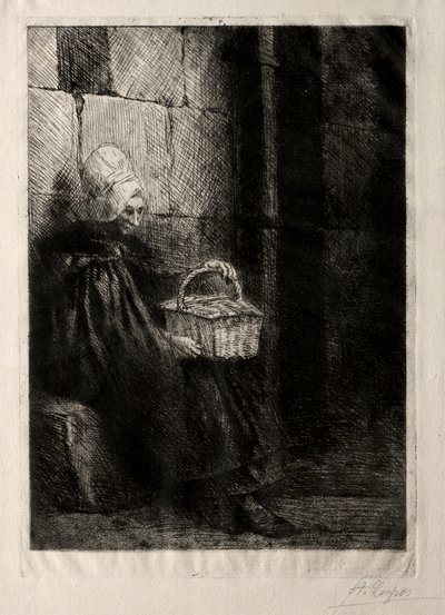 Paesaggio nei dintorni di Boulogne, chiamato Donna con un cesto da Alphonse Legros