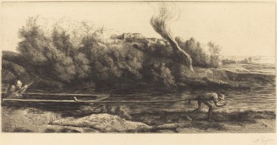 Paesaggio con Barca, 2ª lastra (Paysage au bateau) da Alphonse Legros