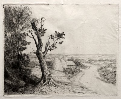 Paesaggio con covoni di paglia da Alphonse Legros