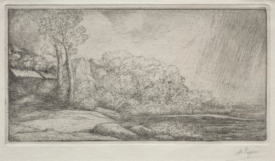 Paesaggio con due alberi (Paysage aux deux Arbres) da Alphonse Legros