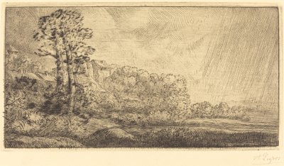 Paesaggio con due alberi da Alphonse Legros