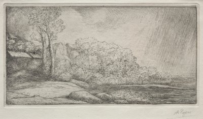 Paesaggio con due alberi da Alphonse Legros
