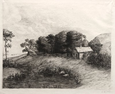 Paesaggio con stagno da Alphonse Legros