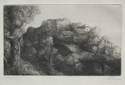 Paesaggio con edifici da Alphonse Legros