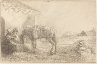 Uomo che abbevera un cavallo da Alphonse Legros