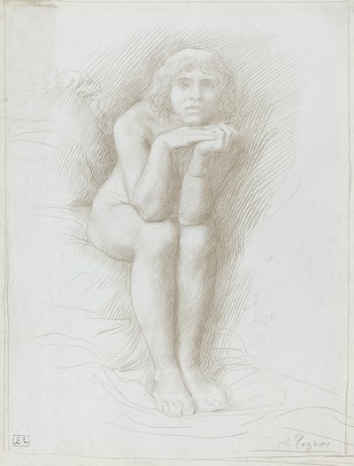 Modello Nudo Seduto da Alphonse Legros