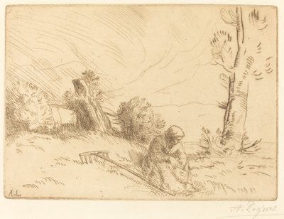 Contadina seduta vicino a una siepe da Alphonse Legros