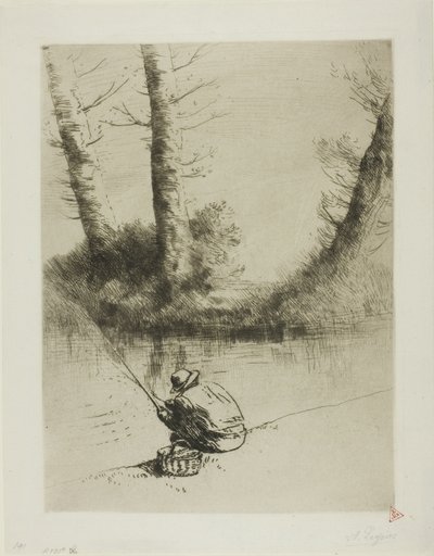 Pescatore con la canna da Alphonse Legros