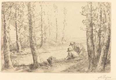 Riposo lungo le rive del fiume da Alphonse Legros