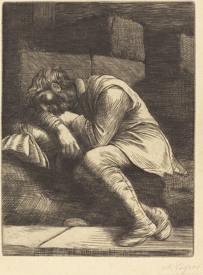 Mendicante addormentato da Alphonse Legros