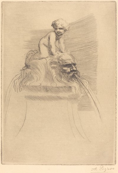 Piccola fontana, bambino che gioca sui grotteschi da Alphonse Legros
