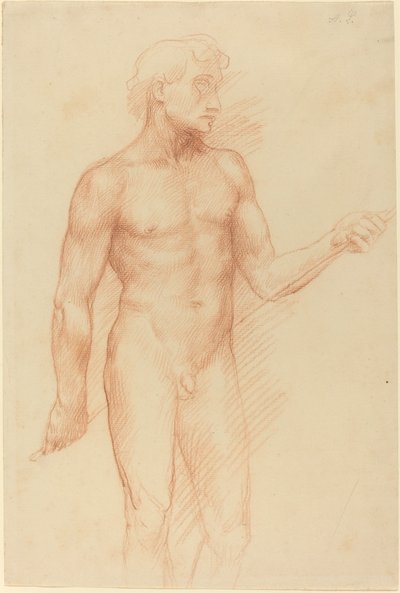 Studio della figura di un uomo, con una bacchetta dietro la schiena da Alphonse Legros