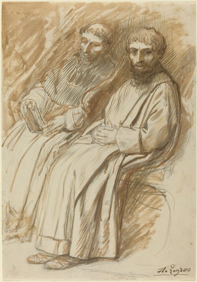 Due monaci seduti in una chiesa da Alphonse Legros