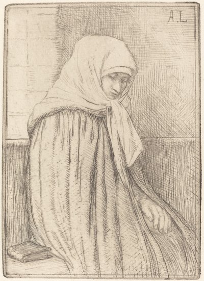 Giovane contadina seduta in una chiesa da Alphonse Legros