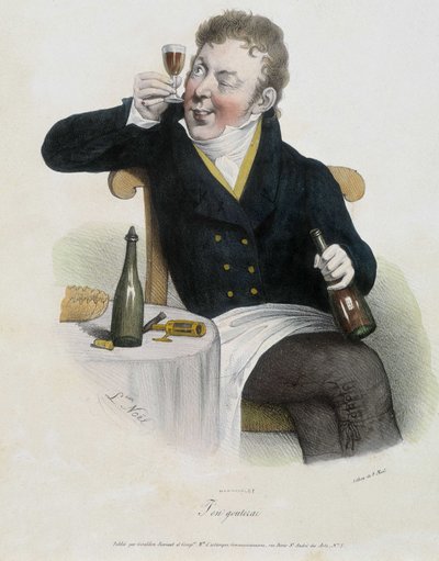 Amante del vino - litografia di Natale da Alphonse Leon Noel