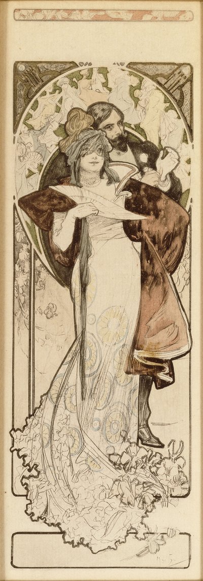 Un bozzetto per la litografia "Programme 27 Octobre 1900", c. 1900 da Alphonse Mucha