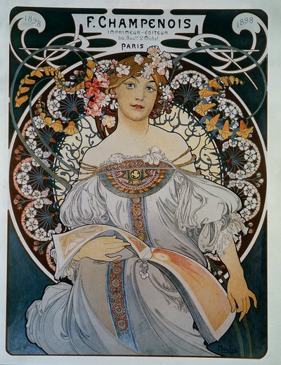 Pubblicità per il tipografo-editore F. Champenois - di Mucha da Alphonse Mucha