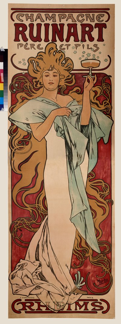 Manifesto pubblicitario per lo champagne Ruinart da Alphonse Marie Mucha