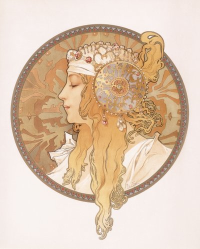 Testa bizantina di una fanciulla bionda; Tete byzantine d