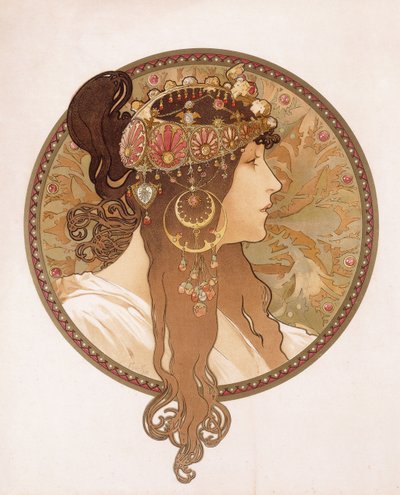 Testa bizantina di una bruna, c.1897 da Alphonse Mucha
