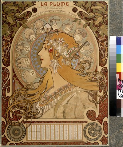Calendario "La Plume", rivista bimensile illustrata del Salon des Cent da Alphonse Marie Mucha